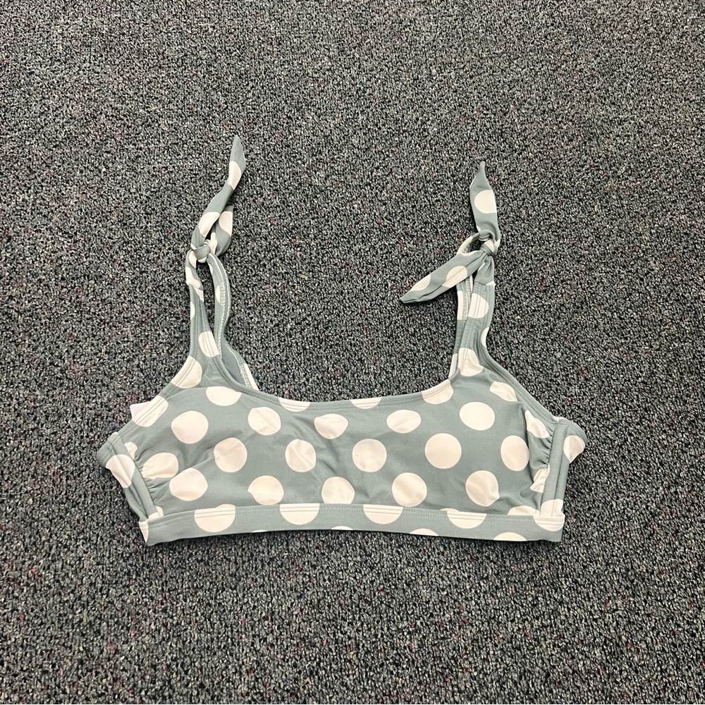 TARGET Green & White Polka Dot Bow Tie Shoulder Retro Bikini Top Removable Cup L - Picture 5 of 16